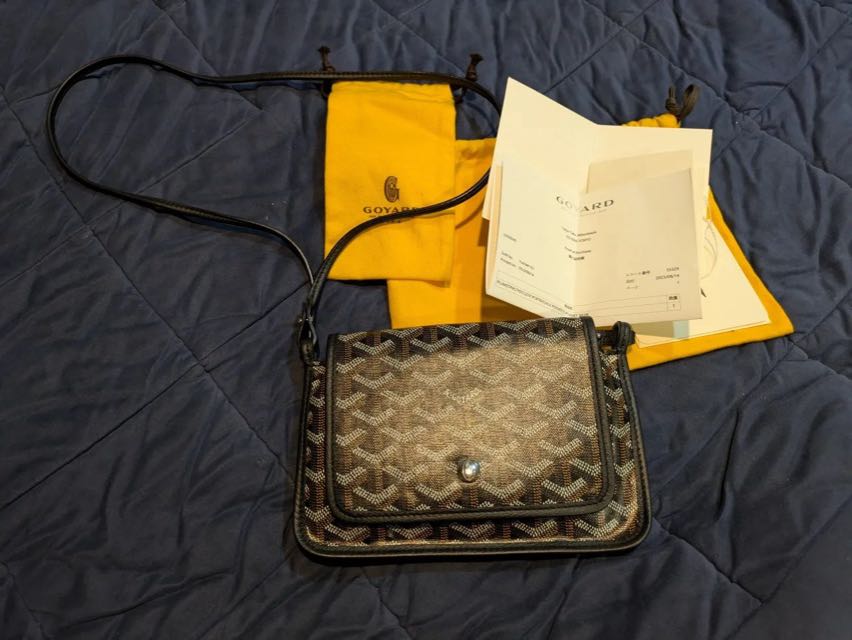Goyard Plumet 黑色 Y 字紋斜背包