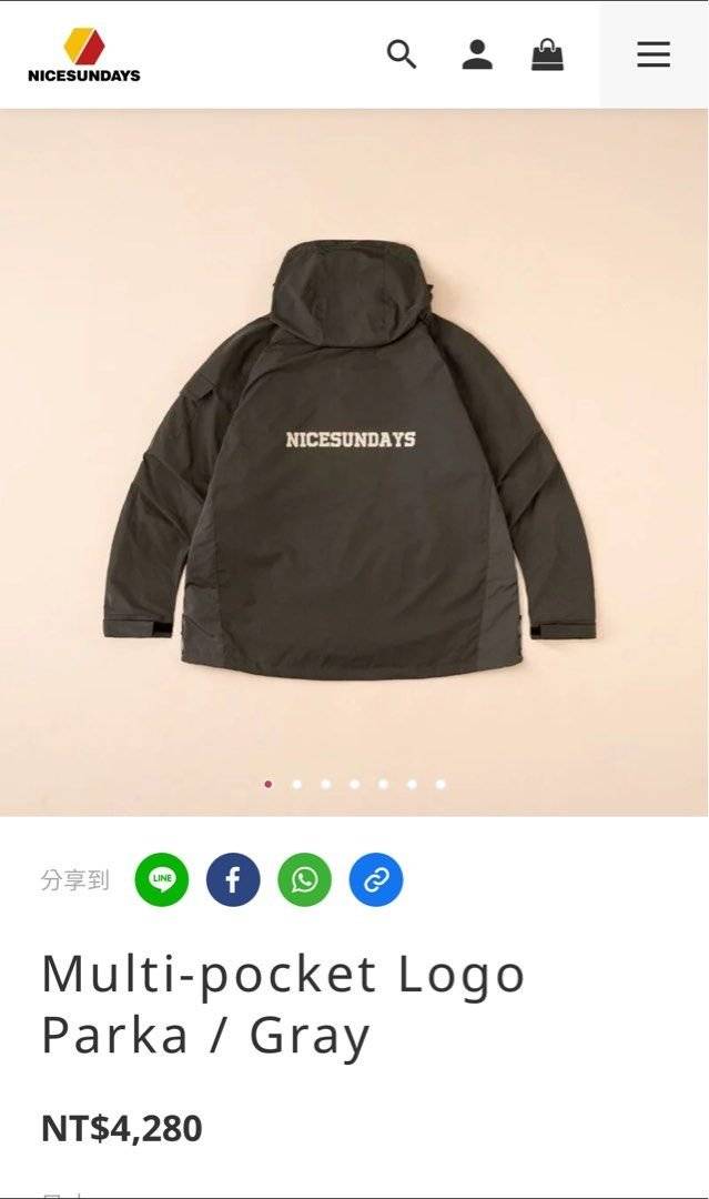 NICESUNDAYS Logo多口袋連帽外套 灰色